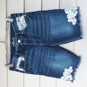 Jordache shorts girls size 14 raw hem blue